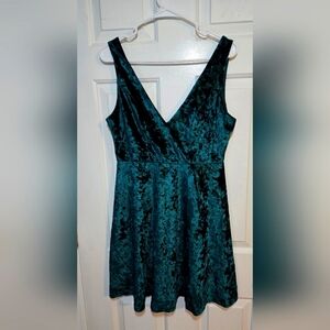 Emerald Green Velvet Dress, Babydoll, Y2K, Fairy Grunge, Witchy, M